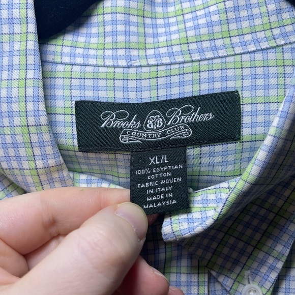Brooks Brothers Men’s green blue plaid Long sleeve button down shirt in XL - Picture 6 of 7